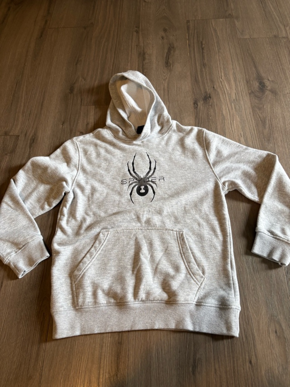 Boys Spyder Graphic Light Gray Hoodie Sweatshirt size 14/16